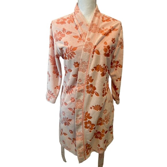 JASMINE ROSE Robe Womens S floral Tie Front  Embroidered‎  Retro Nightwear - Picture 1 of 7